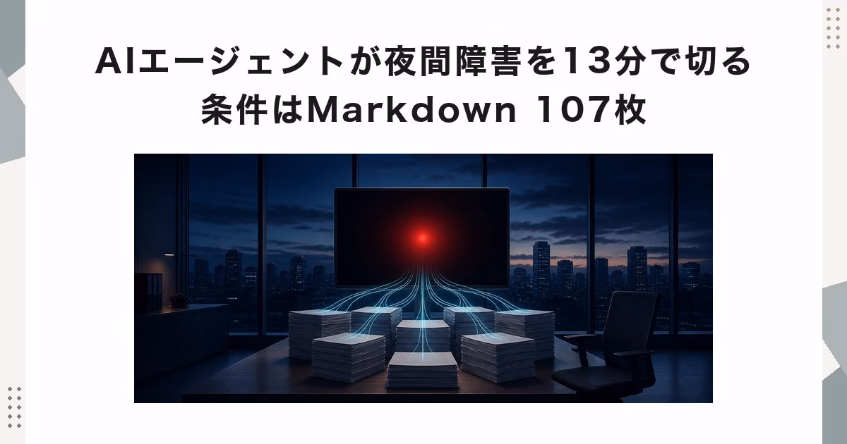 AIエージェントが夜間障害を13分で切る条件はMarkdown 107枚